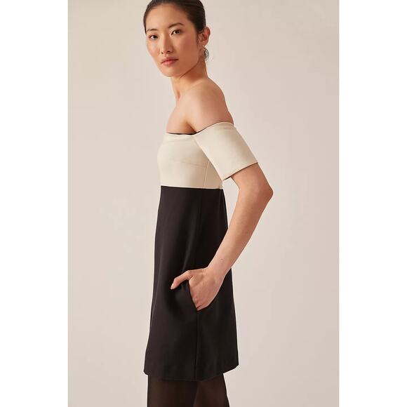 New Anthropologie Maeve Colorblock Knit Mini Dress $160 XXS B&W - Picture 5 of 5